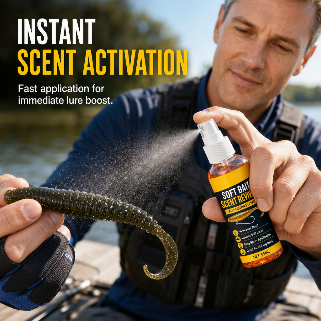 🎣 50 % RABAT NU! Duftspray til softbait-agn – 60 ml koncentreret lokkemiddel til fersk- og saltvandsfiskeri