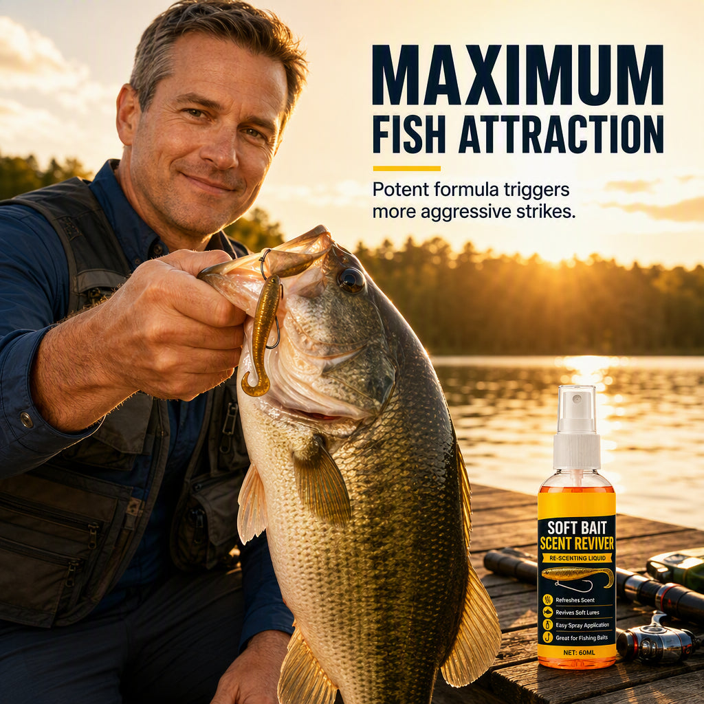 🎣 50 % RABAT NU! Duftspray til softbait-agn – 60 ml koncentreret lokkemiddel til fersk- og saltvandsfiskeri