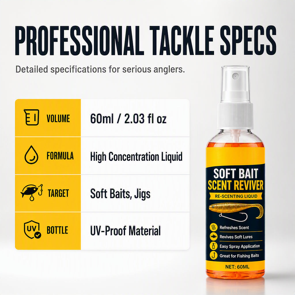 🎣 50 % RABAT NU! Duftspray til softbait-agn – 60 ml koncentreret lokkemiddel til fersk- og saltvandsfiskeri