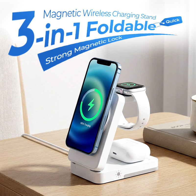 🔋 3-i-1 foldbar magnetisk ladestander til hverdagens enheder