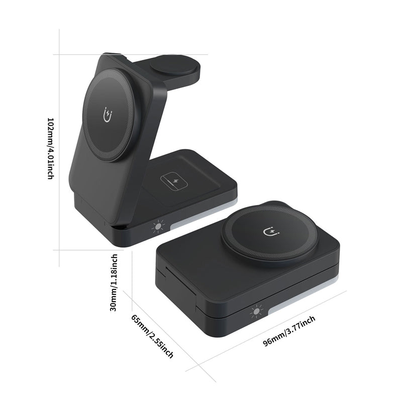 🔋 3-i-1 foldbar magnetisk ladestander til hverdagens enheder