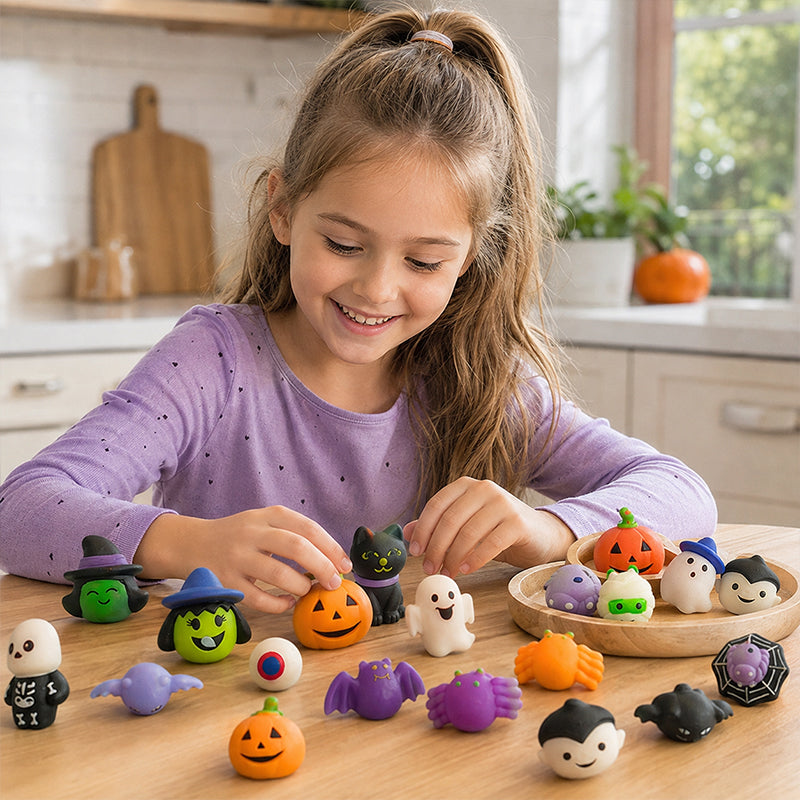 🎃 Assorteret Halloween mini-squishy-legetøj til gaveposer