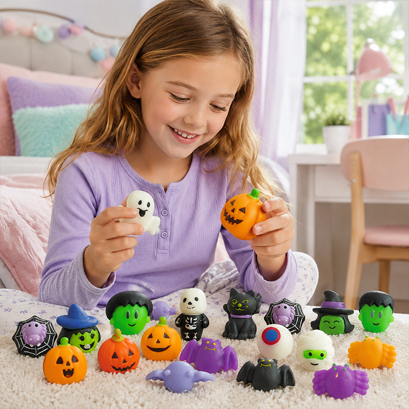 🎃 Assorteret Halloween mini-squishy-legetøj til gaveposer
