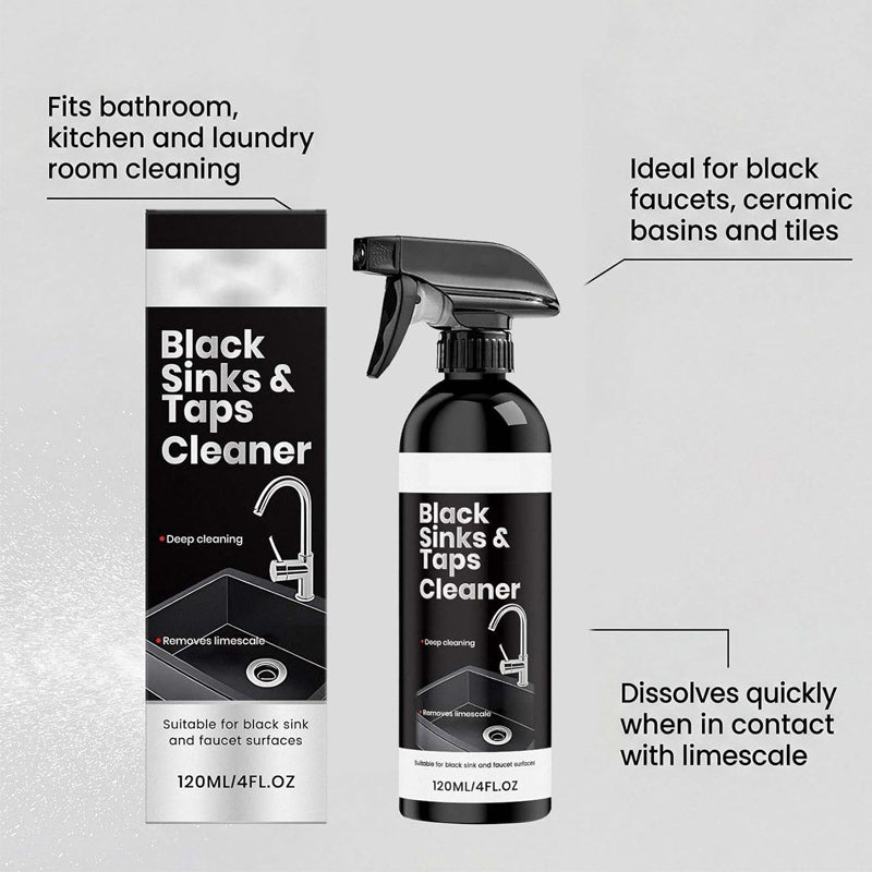🚿50% RABAT NU! Kalkfjerner-spray til sorte vaske og vandhaner, spray mod genstridige vandpletter, badeværelsesrens uden skrubning til armaturer, vaske og bruseflader