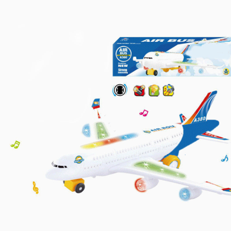 ✈️ Elektrisk legetøjsfly med bumpa-og-kør, LED-lys & musik