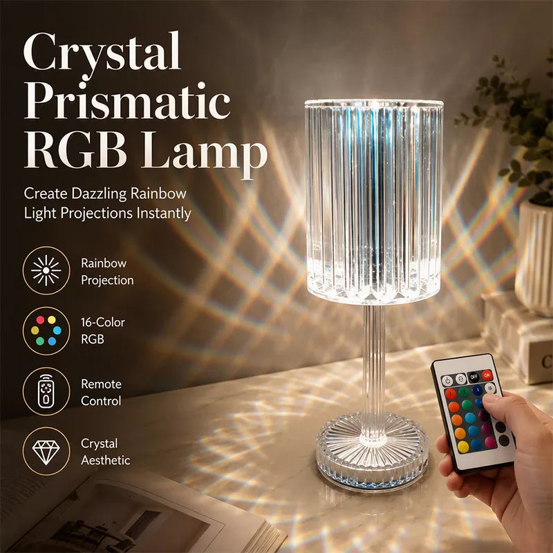 Akryl krystalrosa bordlampe med touchfunktion