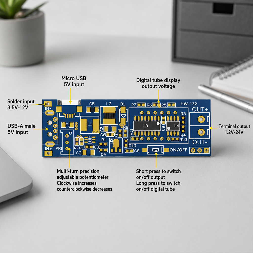 Justerbart USB-strømforsyningsmodul