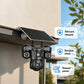 ☀️ Solcelledrevet overvågningskamera med tre objektiver og 360° overblik – overvågning dag og nat ved have, indkørsel og garage 🏠