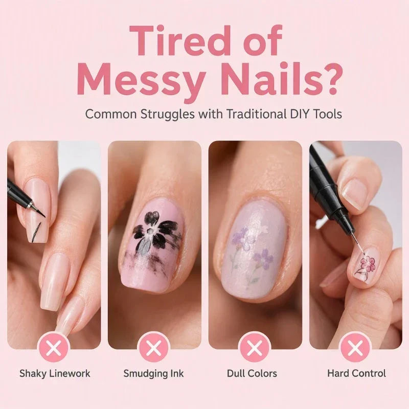 💅Neglepenne med dobbelte spidser i 24 farver – nemt DIY-negledesign