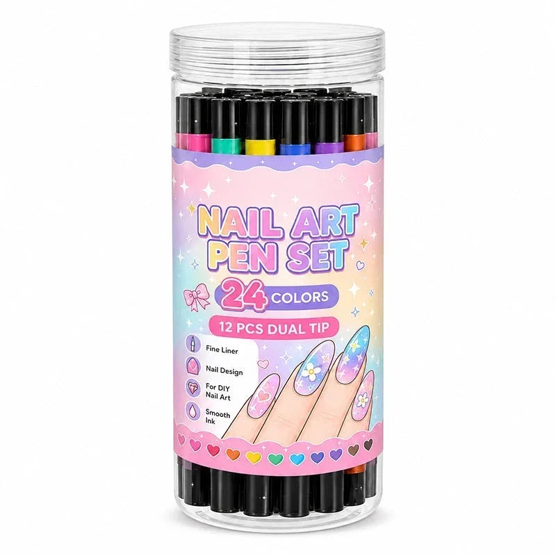 💅Neglepenne med dobbelte spidser i 24 farver – nemt DIY-negledesign