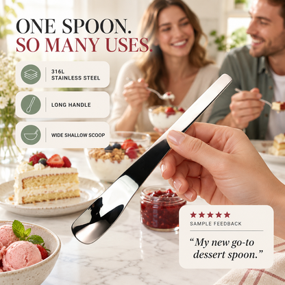 Dessertske i rustfrit stål med langt ergonomisk håndtag