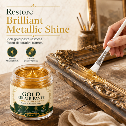 🔥50% RABAT NU! Guldmetallic reparationspasta med pensel, perfekt til metaloverflader ✨✅💥
