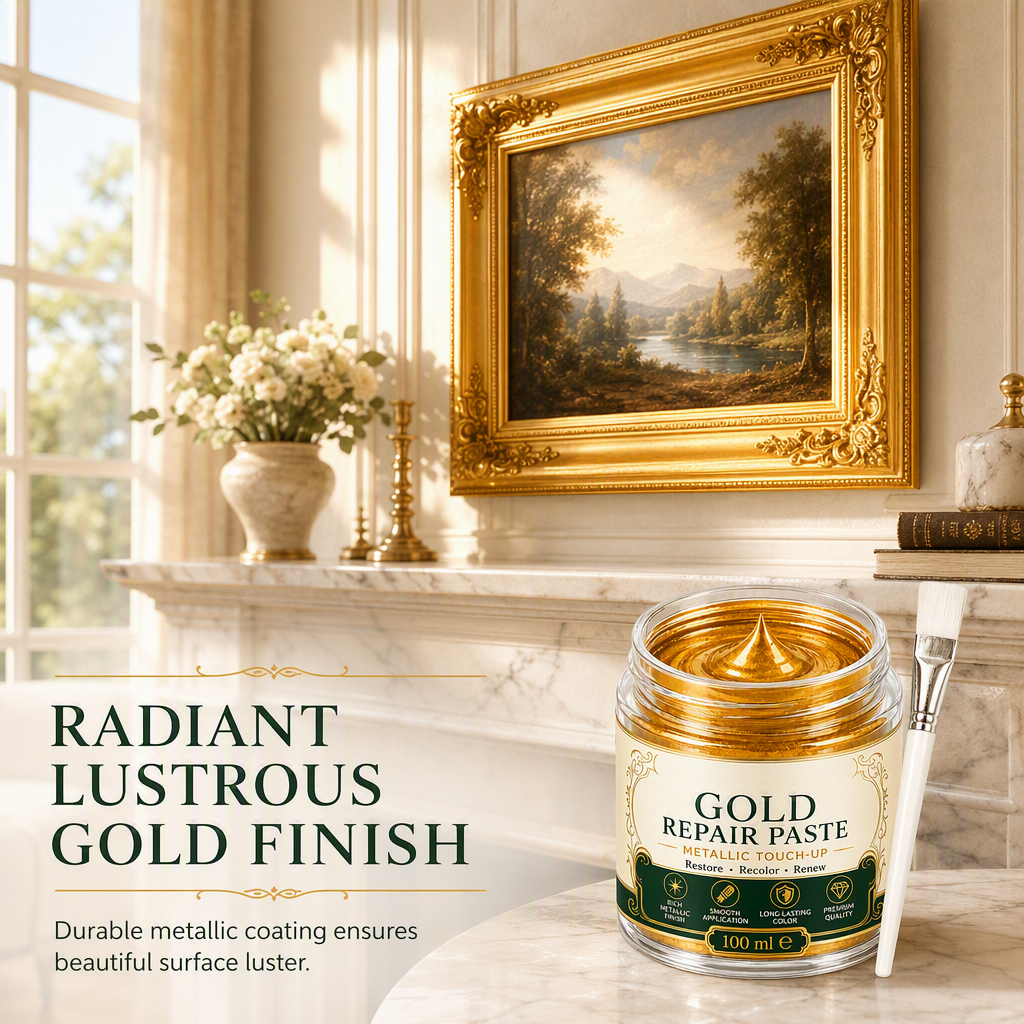 🔥50% RABAT NU! Guldmetallic reparationspasta med pensel, perfekt til metaloverflader ✨✅💥
