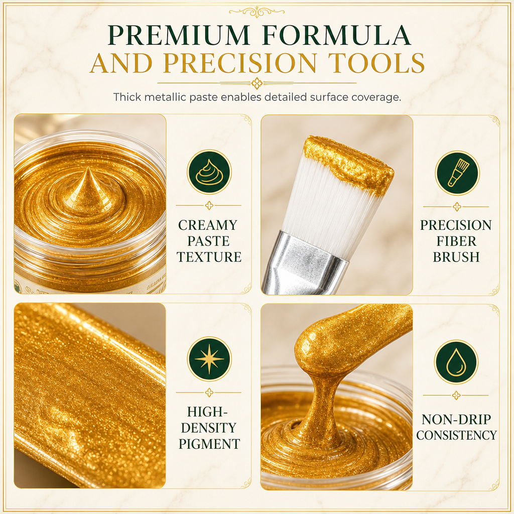 🔥50% RABAT NU! Guldmetallic reparationspasta med pensel, perfekt til metaloverflader ✨✅💥