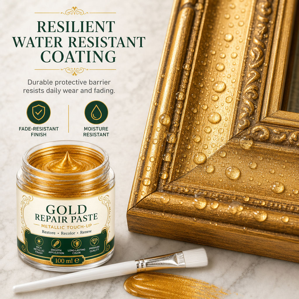 🔥50% RABAT NU! Guldmetallic reparationspasta med pensel, perfekt til metaloverflader ✨✅💥