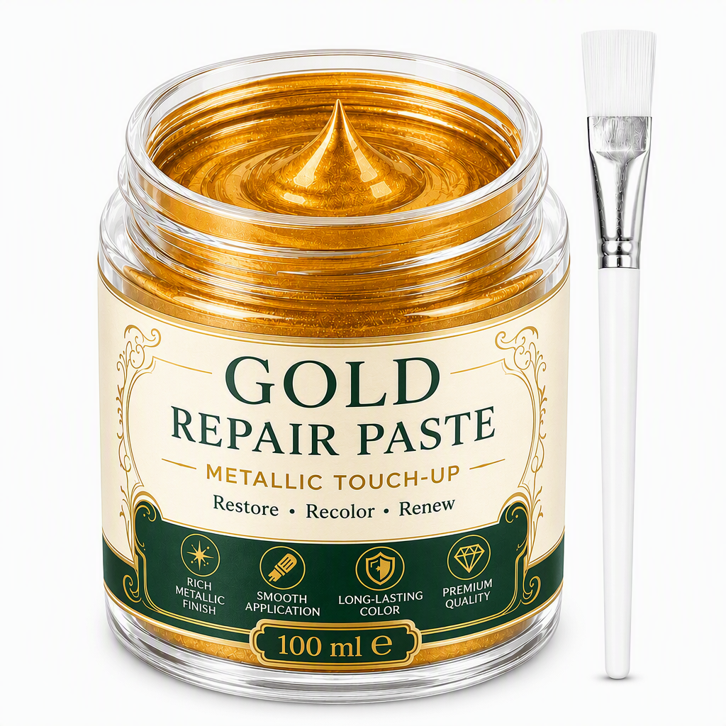 🔥50% RABAT NU! Guldmetallic reparationspasta med pensel, perfekt til metaloverflader ✨✅💥