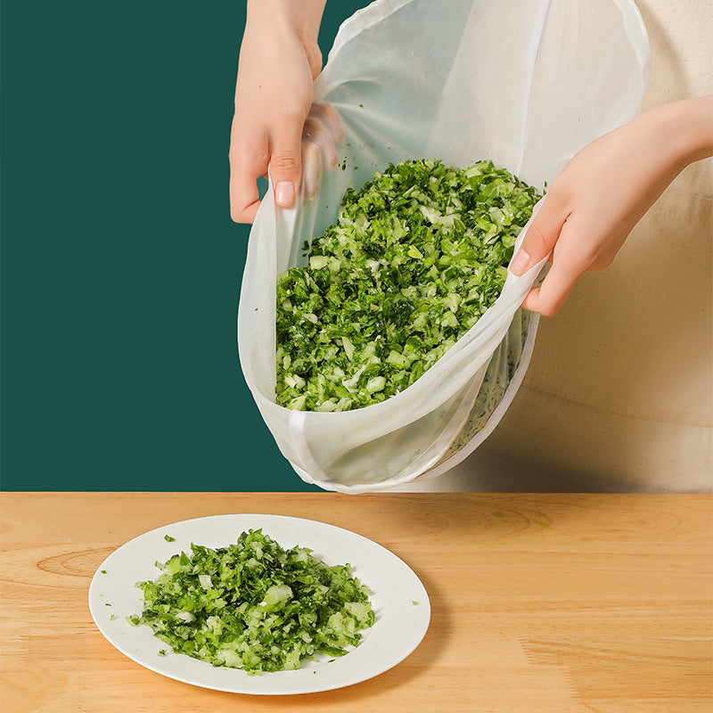 🥬6-pak genanvendelige madfilterposer med fint net – til nøddemælk og madlavning
