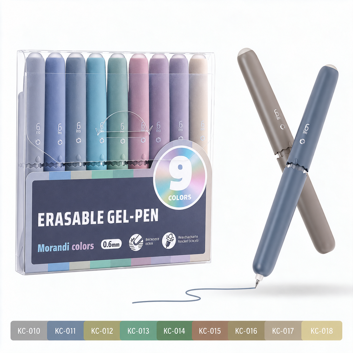 🏆 50 % RABAT! ✨ Sæt med 9 viskbare gelpenne i flere farver