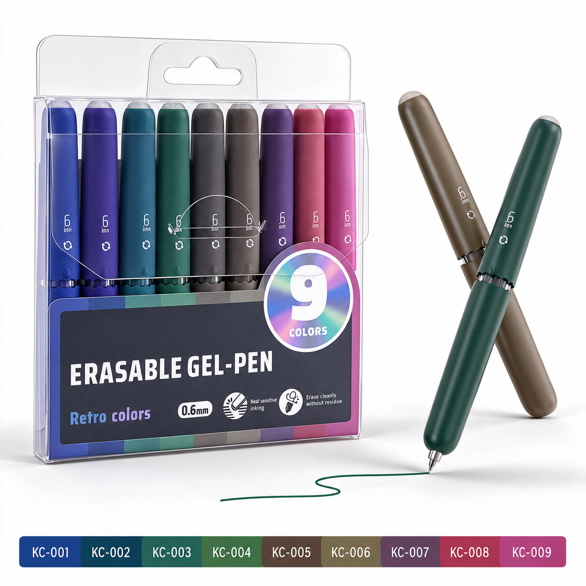 🏆 50 % RABAT! ✨ Sæt med 9 viskbare gelpenne i flere farver