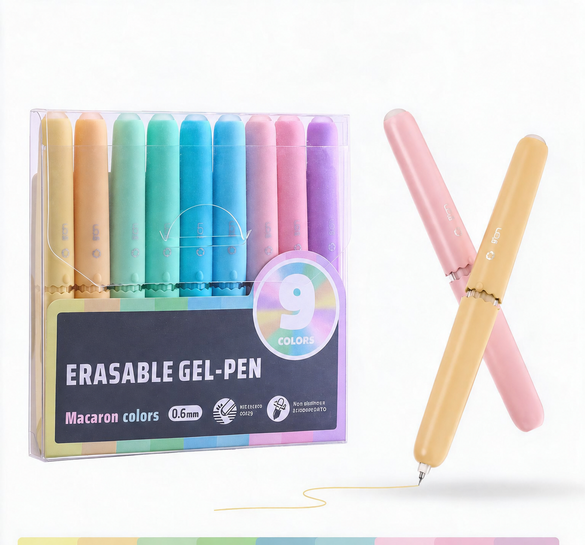🏆 50 % RABAT! ✨ Sæt med 9 viskbare gelpenne i flere farver