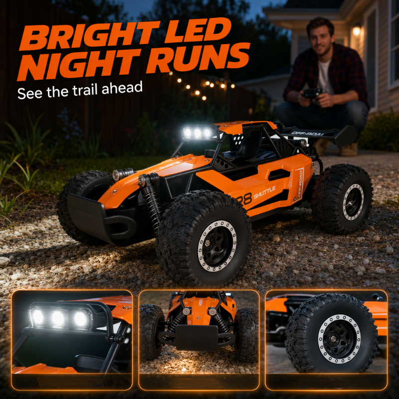 🚙 Højhastigheds RC-offroadbil 4WD med LED-lys
