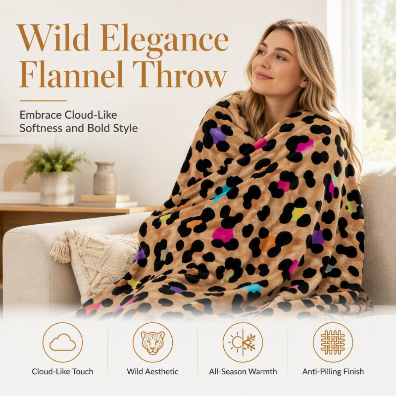 🛋️ Ekstra blød plaid med leopardmønster – hygge og stil i hjemmet ✨