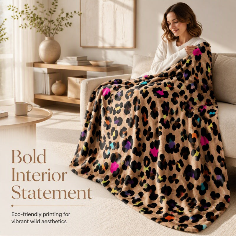 🛋️ Ekstra blød plaid med leopardmønster – hygge og stil i hjemmet ✨