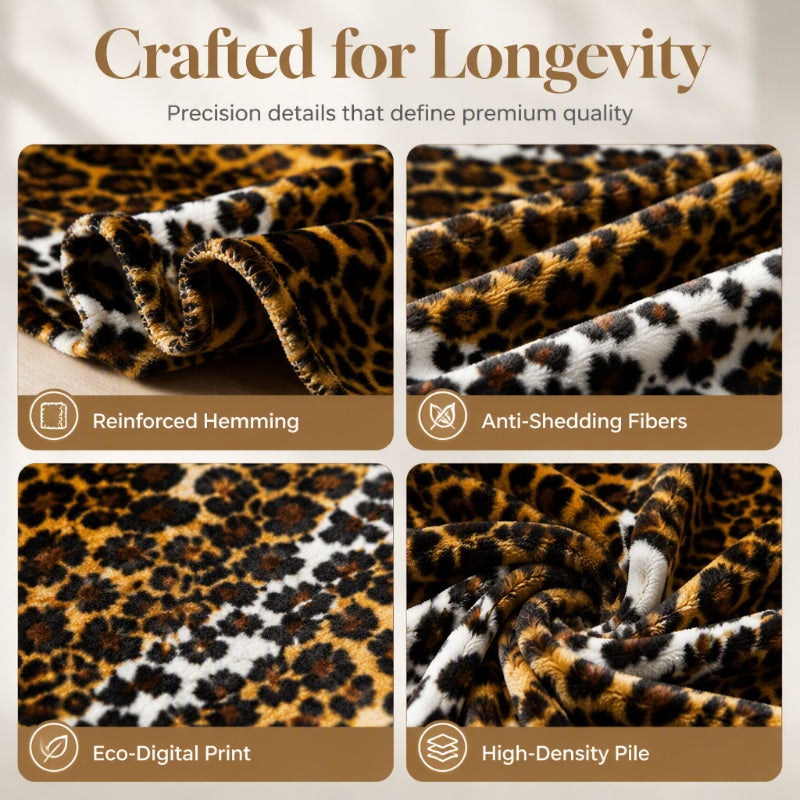 🛋️ Ekstra blød plaid med leopardmønster – hygge og stil i hjemmet ✨