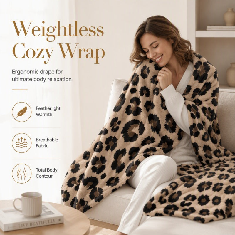 🛋️ Ekstra blød plaid med leopardmønster – hygge og stil i hjemmet ✨