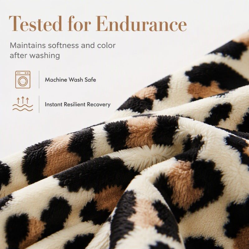 🛋️ Ekstra blød plaid med leopardmønster – hygge og stil i hjemmet ✨