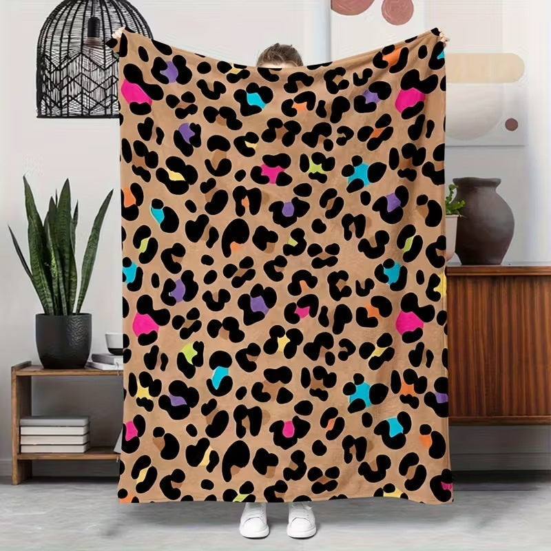 🛋️ Ekstra blød plaid med leopardmønster – hygge og stil i hjemmet ✨
