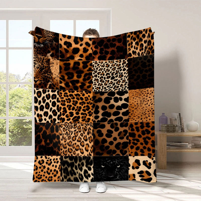 🛋️ Ekstra blød plaid med leopardmønster – hygge og stil i hjemmet ✨