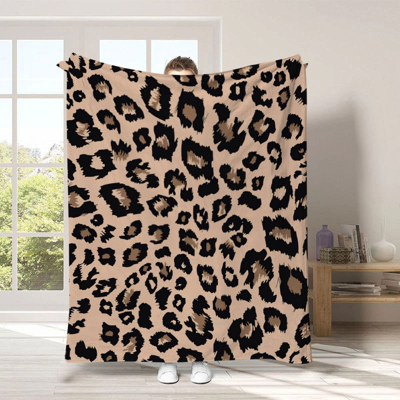 🛋️ Ekstra blød plaid med leopardmønster – hygge og stil i hjemmet ✨