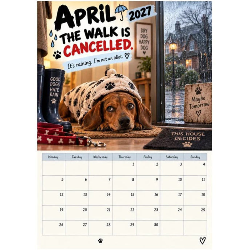 🌸 2027 Gravhundskalender – charmerende vægkalender til hundeelskere