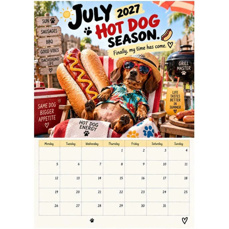 🌸 2027 Gravhundskalender – charmerende vægkalender til hundeelskere