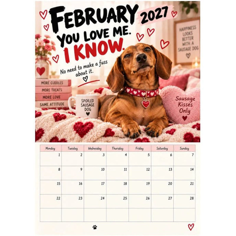 🌸 2027 Gravhundskalender – charmerende vægkalender til hundeelskere