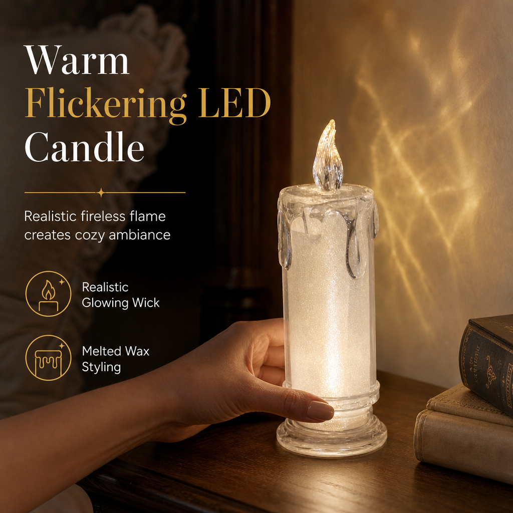⏳ 50 % RABAT! 🕯️ Flimrende elektronisk LED-lys med base