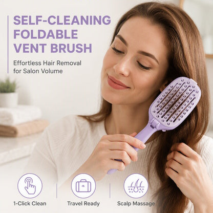 💇 Selvrensende sammenklappelig hårbørste med ventileret design