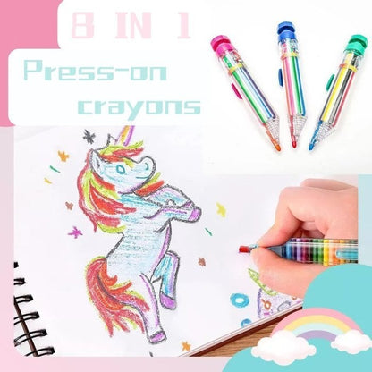 🖍️ 8-i-1 multifarvekridt | Kompakt kreativ pen