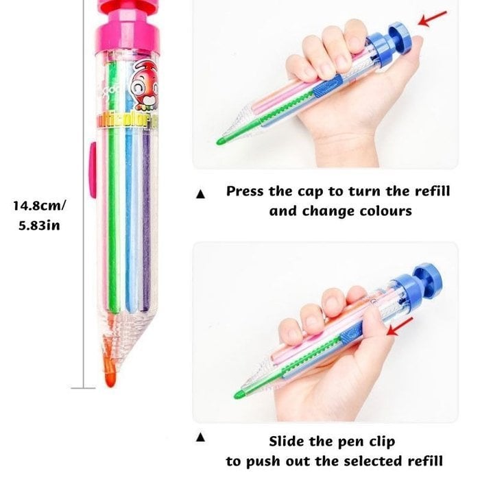🖍️ 8-i-1 multifarvekridt | Kompakt kreativ pen