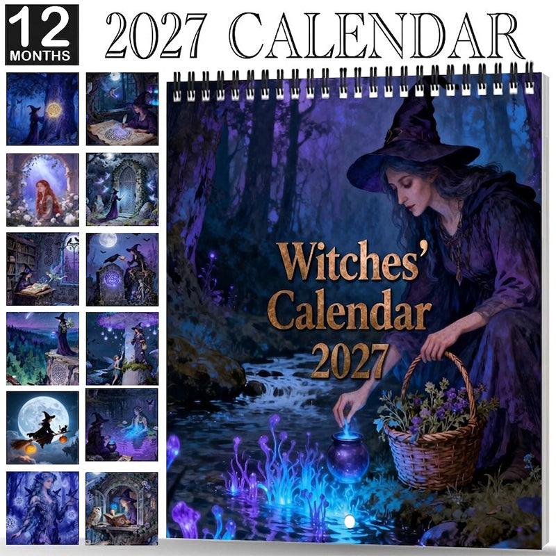 🔮 Mystisk heksekalender 2027 | Gotisk vægkunst