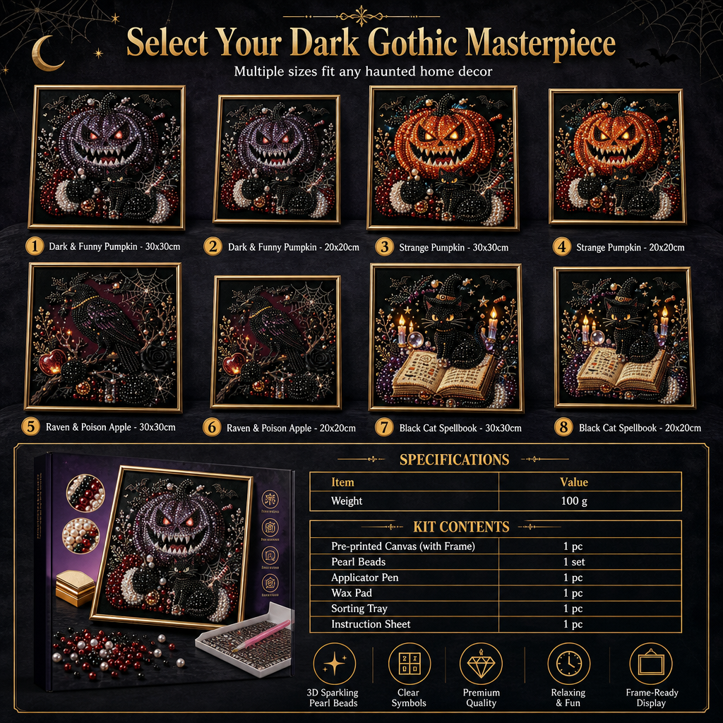 🦇 3D gotisk perlekunstsæt | Halloween DIY