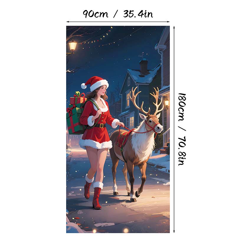 Julebetræk til dør – hurtig og stemningsfuld julepynt (90 × 180 cm)