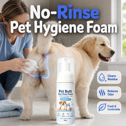 No-Rinse Pet Butt Dry Clean Foam til hunde og katte