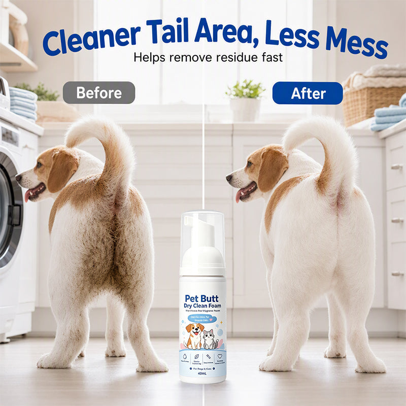 No-Rinse Pet Butt Dry Clean Foam til hunde og katte