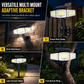 Solcelledrevet udendørslampe med tre lampehoveder og bevægelsessensor