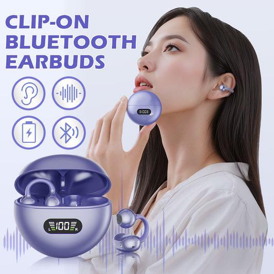 🥳UDSALG 2026🥳💞OVER 50.000 SOLGTE! 🎧👂 50 % RABAT! Åbne Bluetooth-høretelefoner med øreclips – komfort hele dagen, omsluttende lyd, reduceret lydlækage, 8–10 timers batteritid og touchbetjening. Ingen øresmerter! 🔋💪