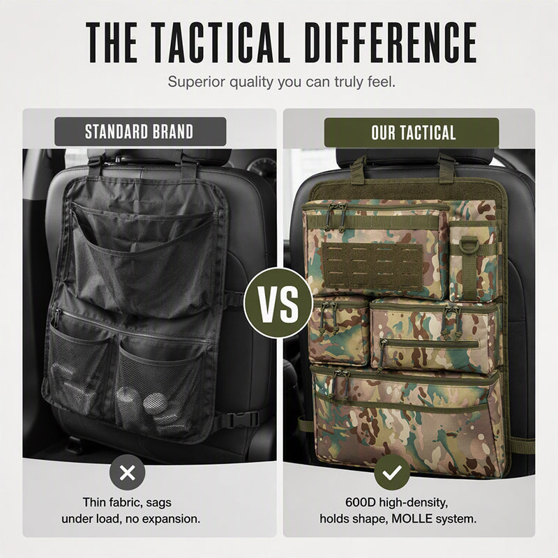 🚙 50 % RABAT NU! 🎒 Bilsædeorganisator med flere lommer – modulært system & slidstærkt camouflage-stof 🛠️