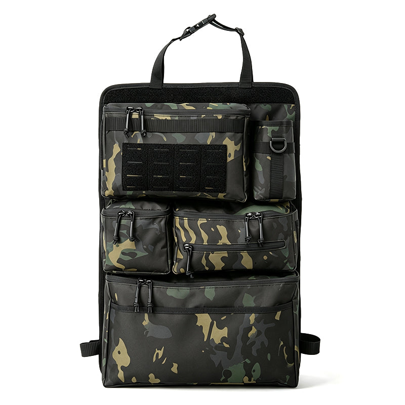 🚙 50 % RABAT NU! 🎒 Bilsædeorganisator med flere lommer – modulært system & slidstærkt camouflage-stof 🛠️