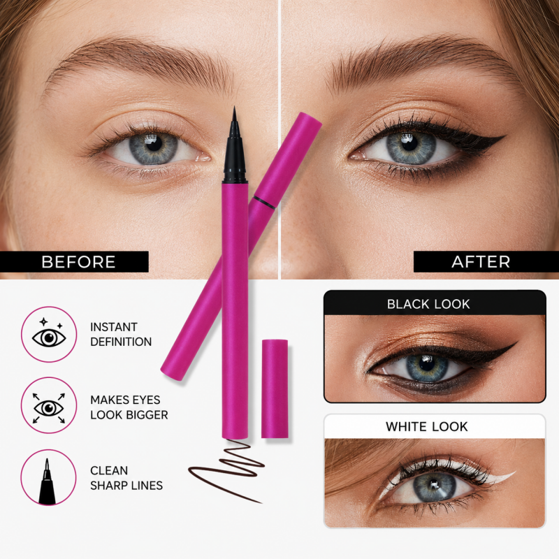 Vandfast flydende eyeliner med lang holdbarhed